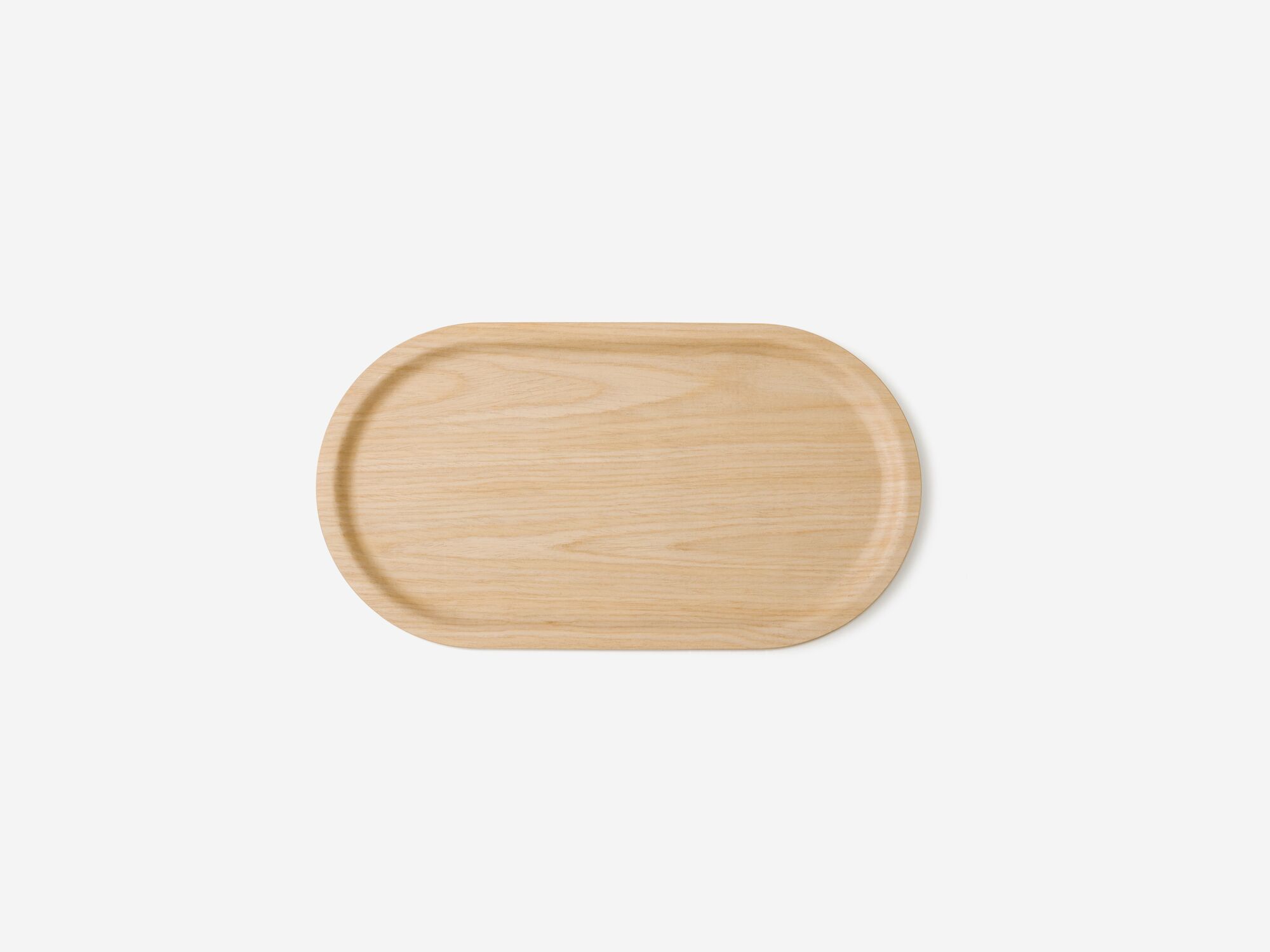 Top view of oblong oak serving tray